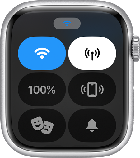 مركز التحكم في Apple Watch يعرض اتصال Wi-Fi