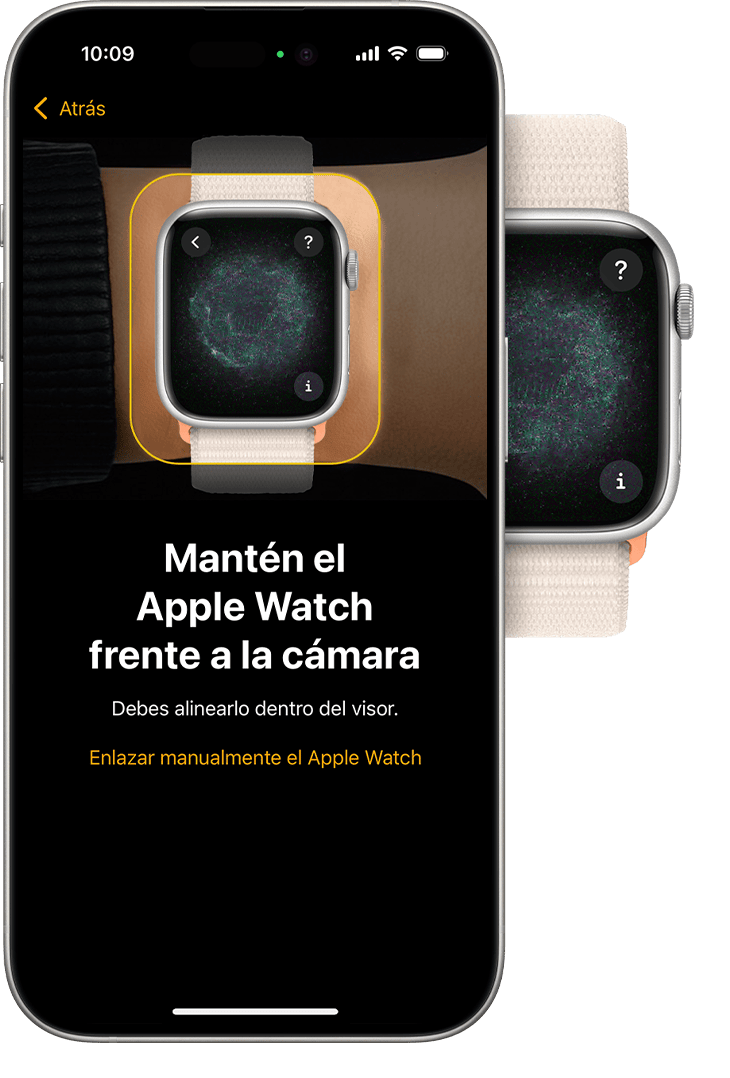 iPhone alineado con el Apple Watch durante el enlace