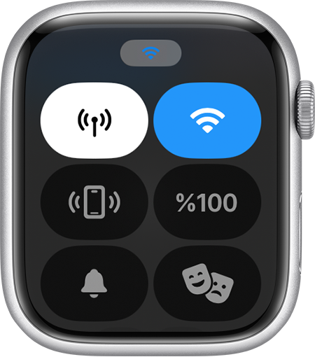 Wi-Fi bağlantısının gösterildiği Apple Watch Denetim Merkezi