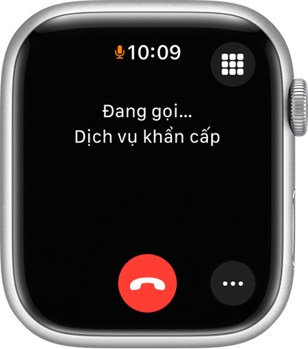 Màn hình Apple Watch hiển thị cuộc gọi đến Dịch vụ khẩn cấp