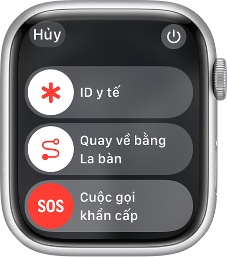 Màn hình Apple Watch hiển thị thanh trượt Cuộc gọi khẩn cấp