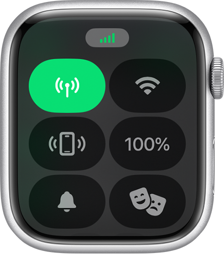 Apple Watch Control Center showing cellular connection