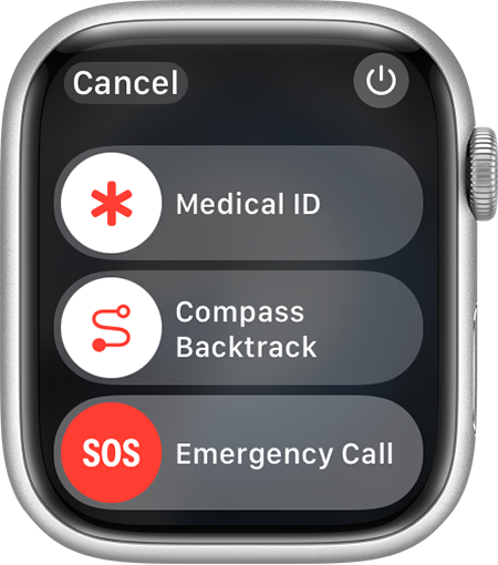 Apple Watch screen showing the Emergency Call slider