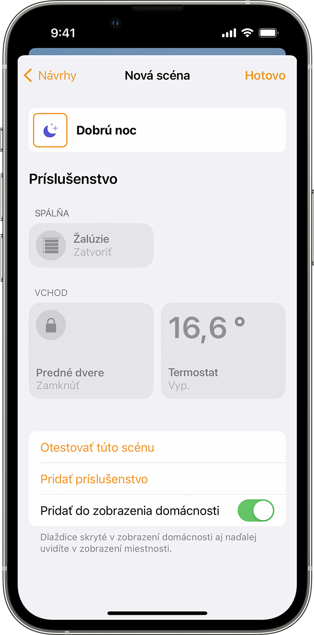 Nová scéna s názvom Dobrú noc na iPhone