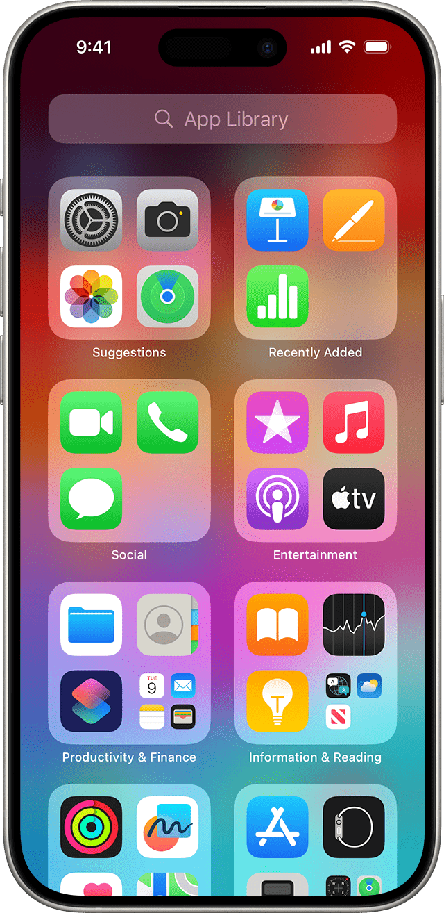 Swipe left on your Home Screen to reach the App Library on your iPhone.