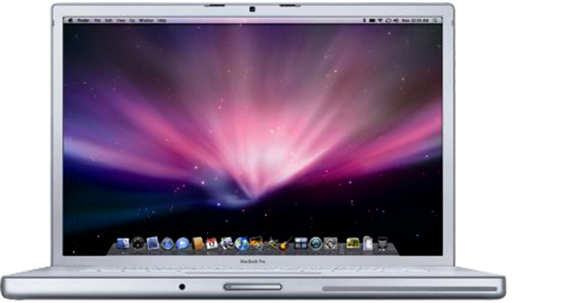 Vorderseite des MacBook Pro (15″, Anfang 2008).