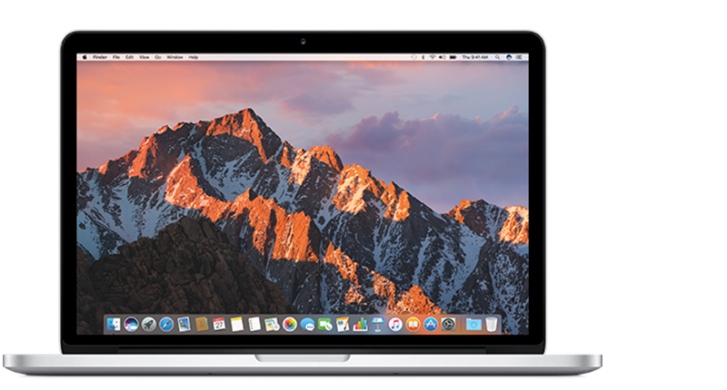 Vorderseite des MacBook Pro (13″, Retina, Anfang 2015).