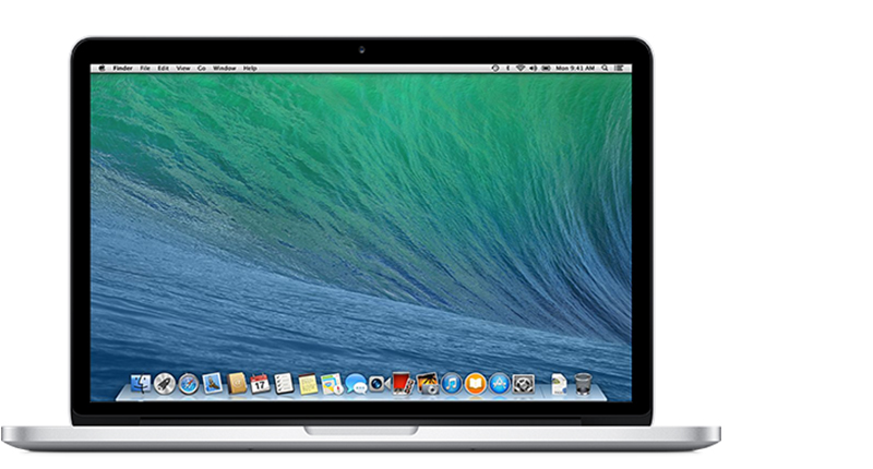 Vorderseite des MacBook Pro (Retina, 13″, Ende 2013).