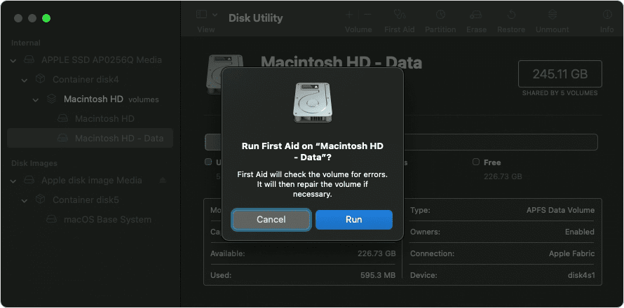 Disk Utility: Run First Aid?