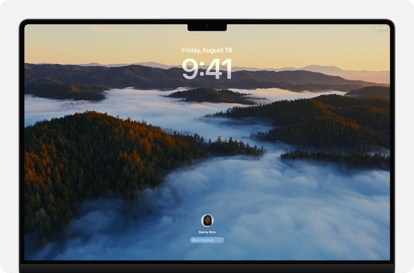 macOS Sonoma user login screen