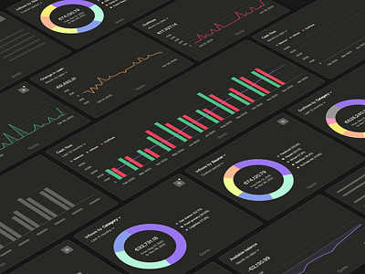 Revamping our data visualization system with the dashboard analytics bank bankapp bar charts dark theme dashboard data data vizualisation dataviz finance financial fintech graph information design qonto stats