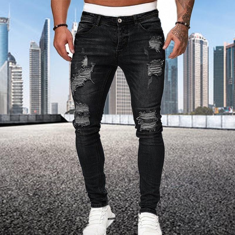 Fashion Street Style Ripped Skinny Jeans Men Vintage Slim Fit Pencil Denim  Pant | eBay