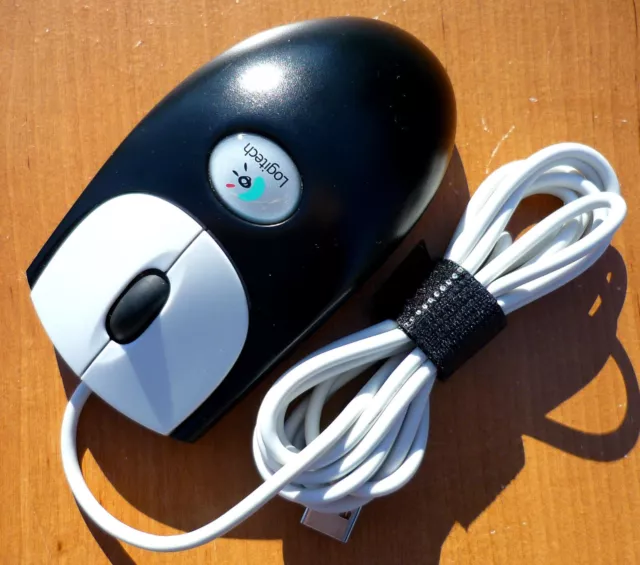 VINTAGE BLACK/WHITE LOGITECH USB Optical Wheel Mouse Model M-BJ58 VG ...