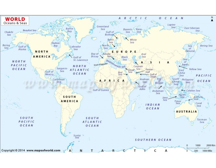 World Oceans And Seas Map By Maps Com From Maps Com W - vrogue.co