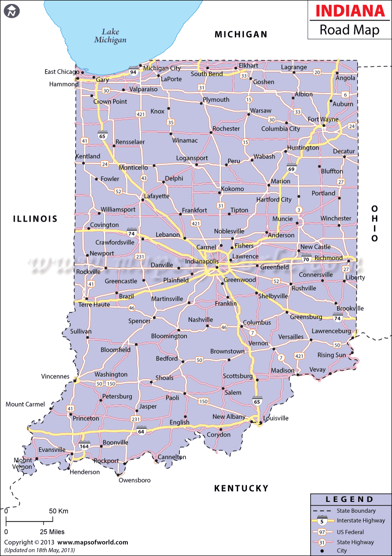 Indiana Road Map | Maps Of The World | Pinterest | Indiana state