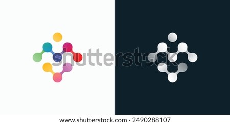 M V letter initials dot technology connection vector logo design and check mark in modern, simple, clean and abstract style.