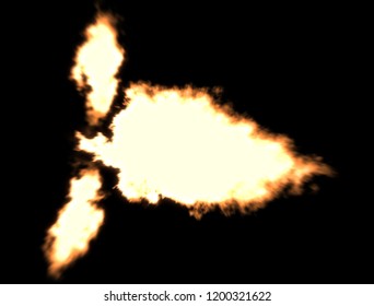 Muzzle Flash Of M4 Carabine, Isolated On Black Background