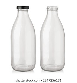 Set of empty milk bottle , isolated on white background