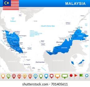 Malaysia Map Vintage Detailed Vector Illustration Stock Vector (Royalty ...