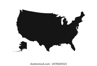 United States of American Map. USA Map. USA borders. USA silhouette.