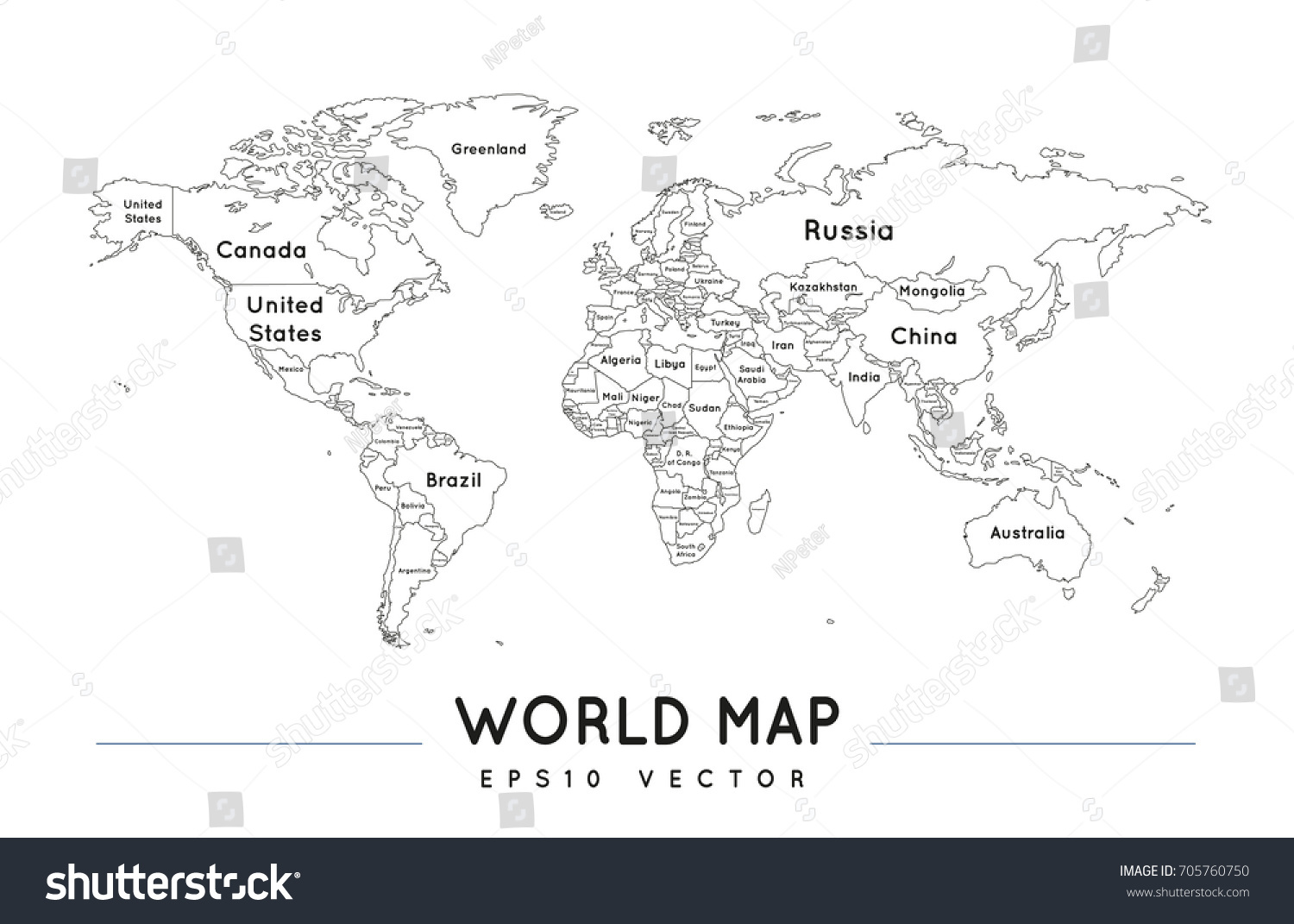 World Map With Borders And Names