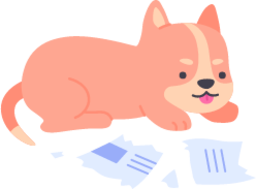 Dog newspaper animal dog cartoon cute homework illustration