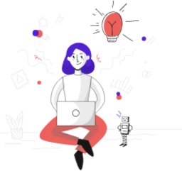 idea laptop woman ida light bulb robot robots illustration