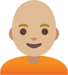 person: medium-light skin tone, bald emoji