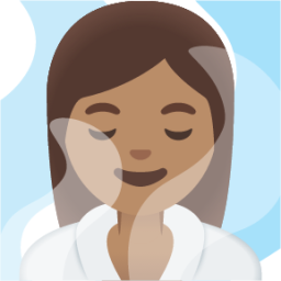 woman in steamy room: medium skin tone emoji