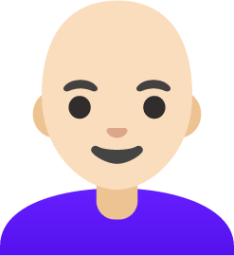 woman: light skin tone, bald emoji