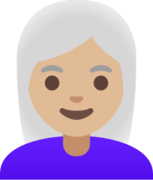 woman: medium-light skin tone, white hair emoji