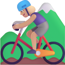 woman mountain biking medium light emoji