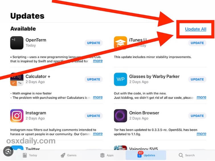 steps to update iphone all apps