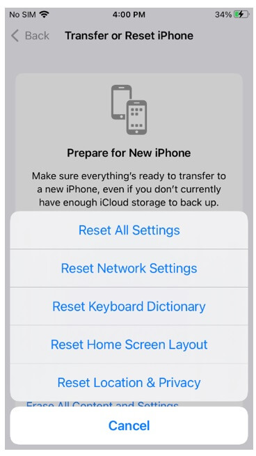 iphone reset all settings