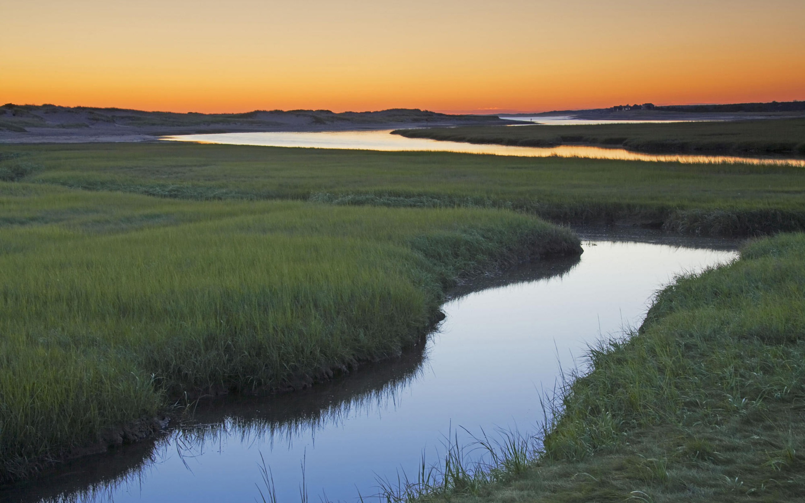 River: Slowly Sunrise Grass River Sky Soft Field Meadow Winter ...