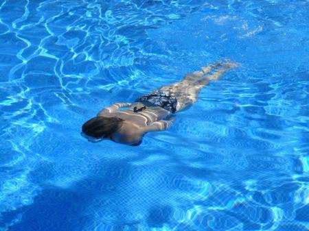 Women Swimming on the Pool