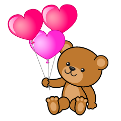 Teddy Bear with Heart Balloons