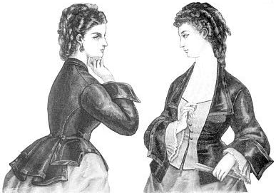 Victorian Blouses, Tops, Shirts, Vests, Sweaters 1872 Vest Basque Bodice Pattern                                AT vintagedancer.com