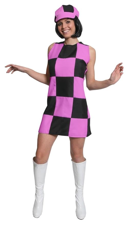 60s Fancy Dress and Quality Clothing 1960s UK LADIES SIXTIES GOGO SHIFT DRESS FANCY DRESS COSTUME 1960S PARTY GIRL MOD CHECKERED DRESS BLACK & PINK (UK 10-12)  AT vintagedancer.com