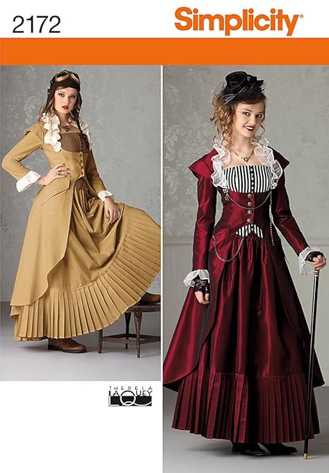 Victorian Clothing, Costumes & 1800s Fashion Simplicity Victorian and Steampunk Fitted Dress Costume Sewing Pattern Sizes 6-12  AT vintagedancer.com