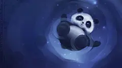 Apofiss水彩插画作品：小黑猫Yin壁纸 - panda 图片壁纸17