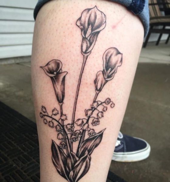 Amazing Lily Tattoo on Leg