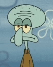 squidward from spongebob squarepants has a very serious look on his face