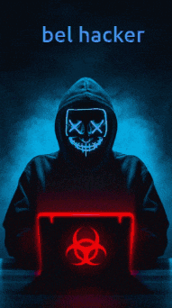 a poster of a hacker with a biohazard symbol on the screen