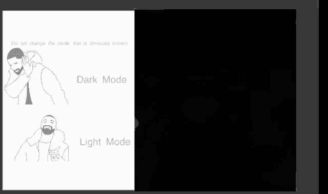 a drawing of a man with a beard is shown in a dark mode and a light mode