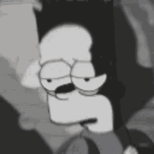 bart simpson is wearing glasses and smoking a cigarette in this black and white cartoon .