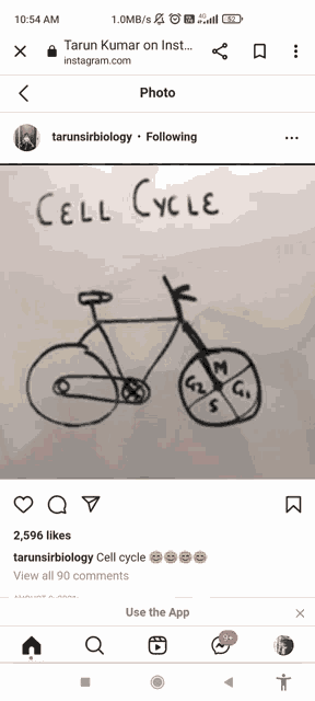 a drawing of a cell cycle on a phone screen