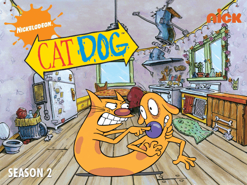 a poster for cat dog season 2 shows a cat and a dog