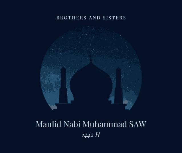 maulid nabi muhammad saw 1442 h is written on a blue background