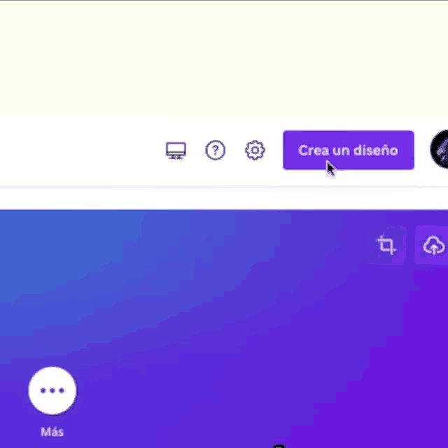 a purple button that says crea un diseno next to a white button